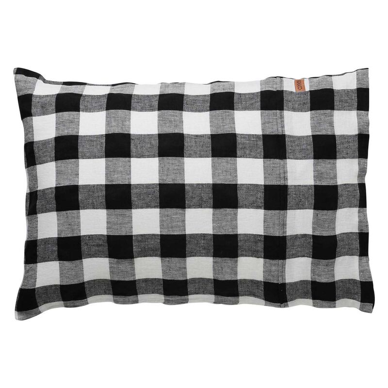 Kip&Co Black & White Gingham Linen Pillowcases 2P Std Set image number 0